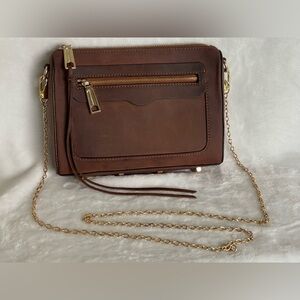 Rebecca Minkoff Avery leather crossbody purse bag Brown gold amazingly perfect
